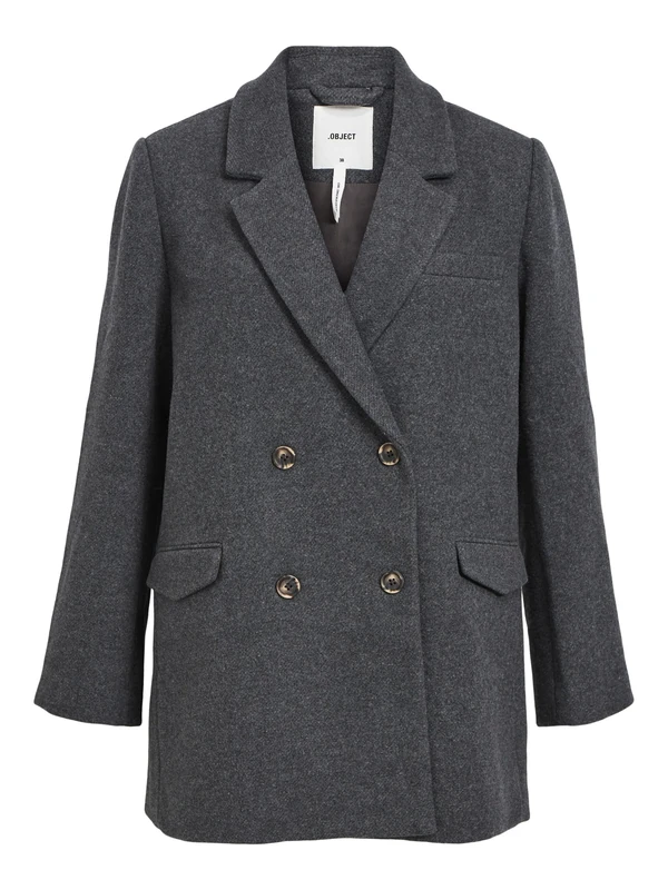 Object Objblaza Le Jacket Noos Women's Short Coat, Dark Grey Blend, 14