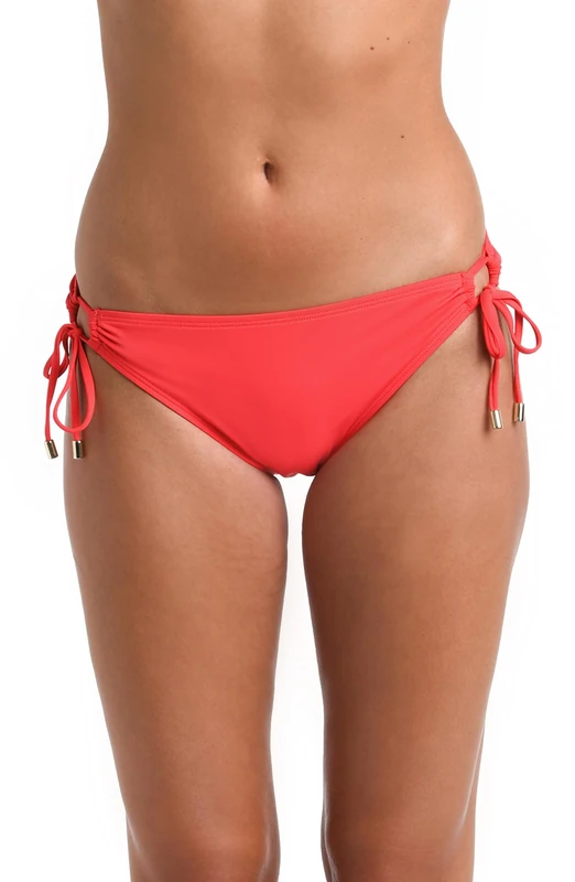 La Blanca Women's Island Goddess Side Tie Hipster Swimsuit Bottom Bikini, Guava, 10
