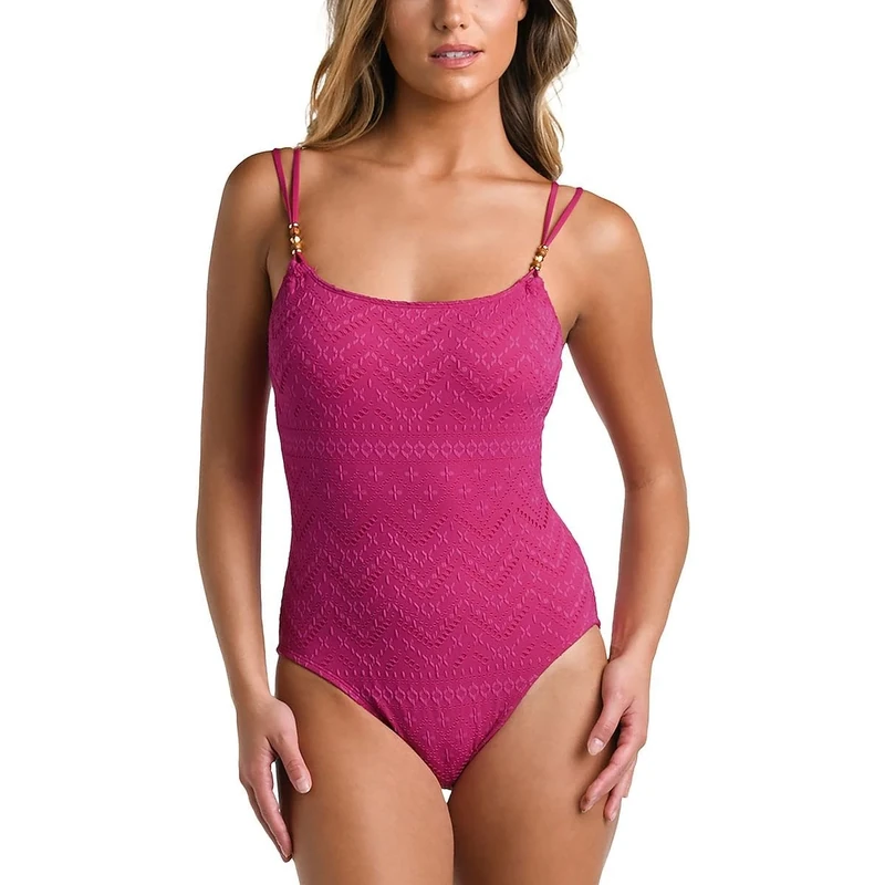 La Blanca Women's Lingerie One Piece Swimsuit, Magenta//Saltwater Sands, 4