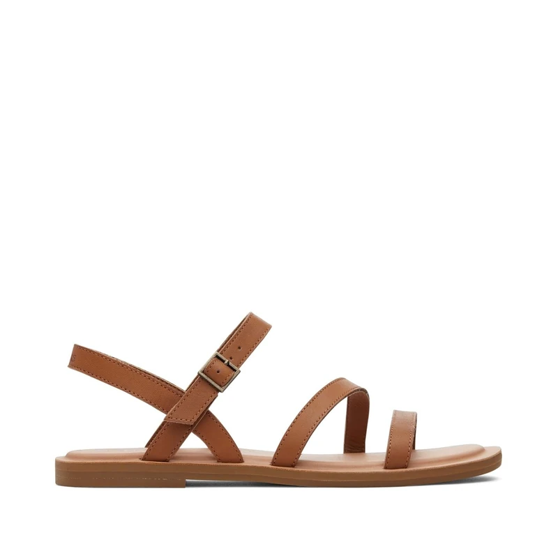 TOMS Women's Strappy Flat Sandals - Eco-Friendly Comfort with Adjustable Buckle and Durable TPR Outsole