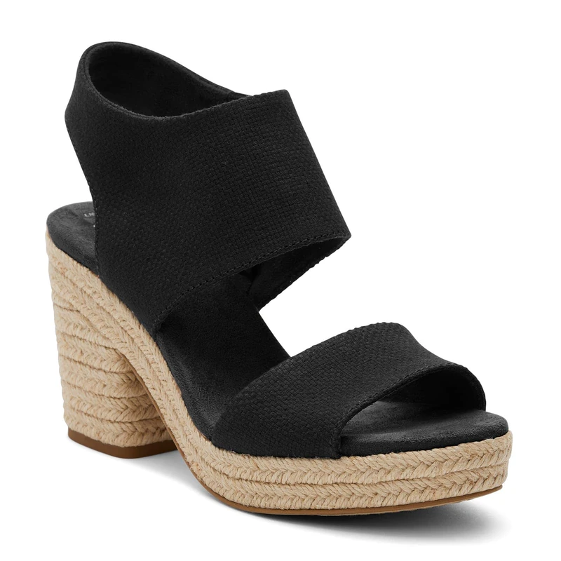 TOMS Women's Platform Heel Sandals with Textile & Suede Uppers, Eco-Friendly OrthoLite Comfort & 3.5-Inch Heel