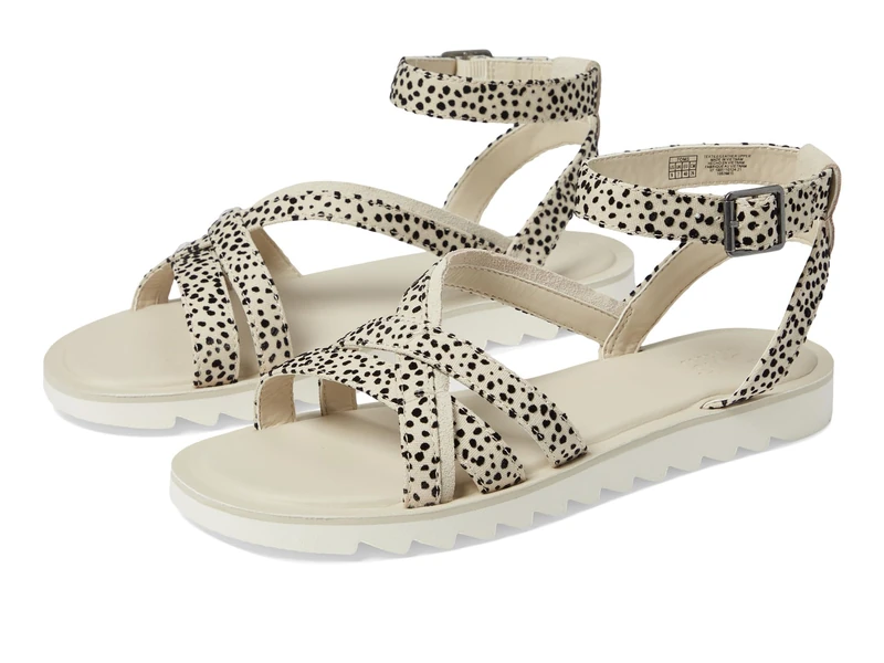 TOMS Women's Rory Flat Sandal, Fog Flocked Mini Cheetah/Suede, 3 UK