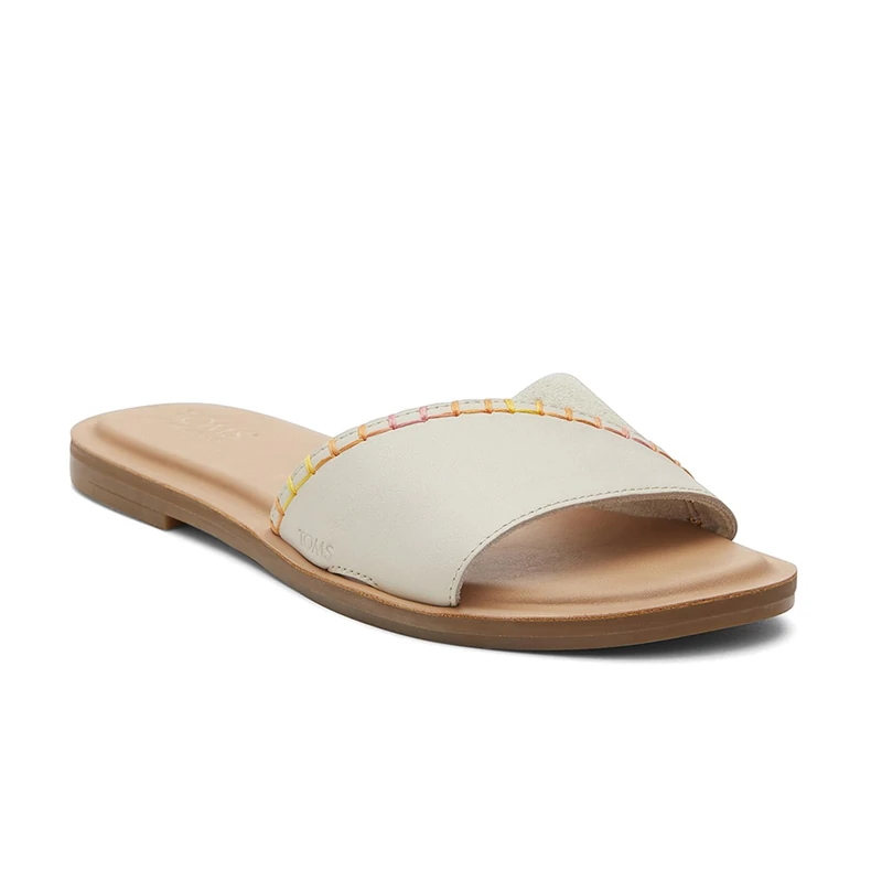 TOMS Women's Shea Slide Sandal, Fog Leather/Suede, 8 UK