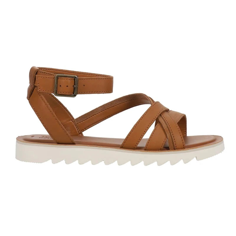 TOMS Women's Rory Flat Sandal, Tan Leather/Suede, 7.5 UK