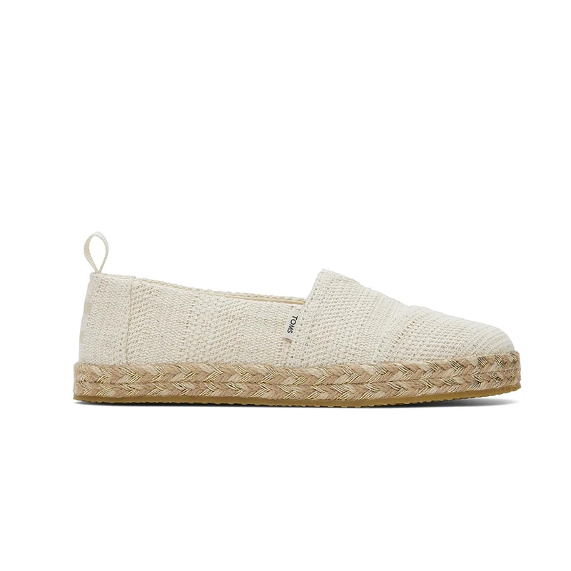 TOMS Youth Girl's Alpargata Rope Espadrille Loafer Flat, Natural Undyed Metallic Linen Stripe, 13 UK