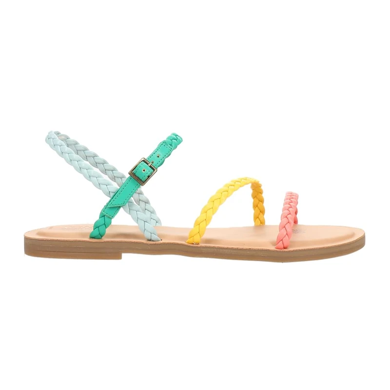 TOMS Women's Kira Flat Sandal, Multi Synthetic Braid, 3.5 UK