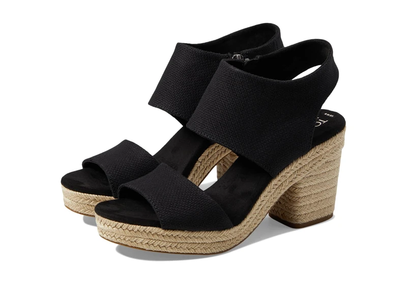 TOMS Women's Platform Heel Sandals - Eco-Friendly Comfort with Textile & Suede, Stylish Cork or Rope Wrapped Heel