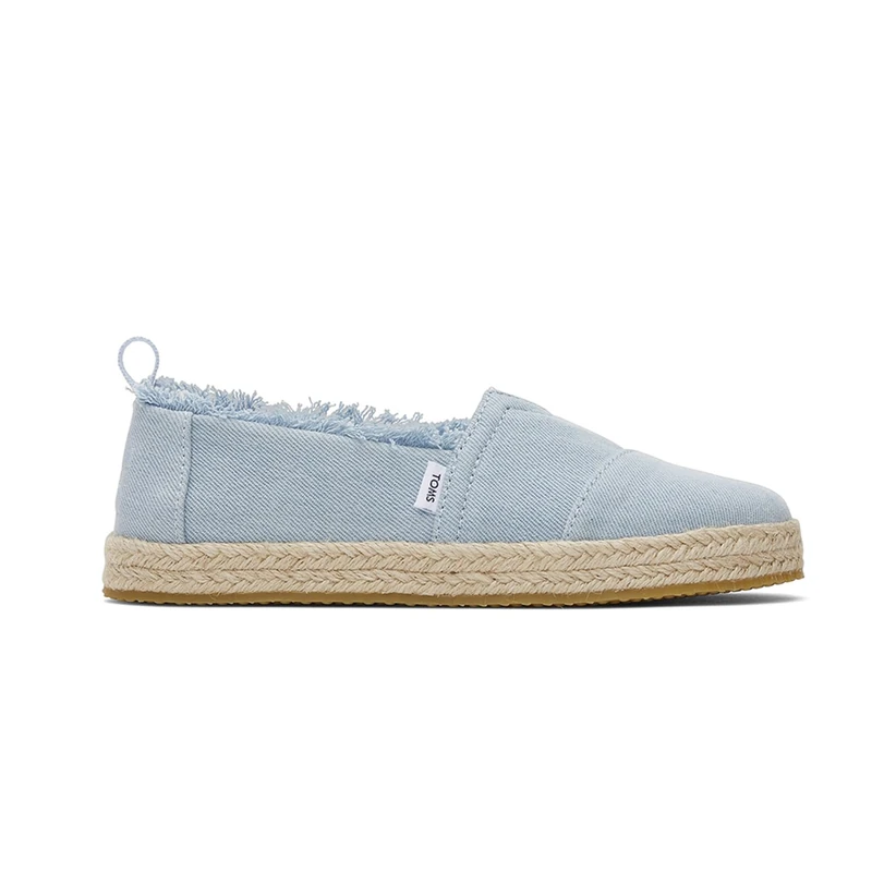 TOMS Girls Alpargata Rope Loafer Flat, Pastel Blue Washed Denim, 1 UK