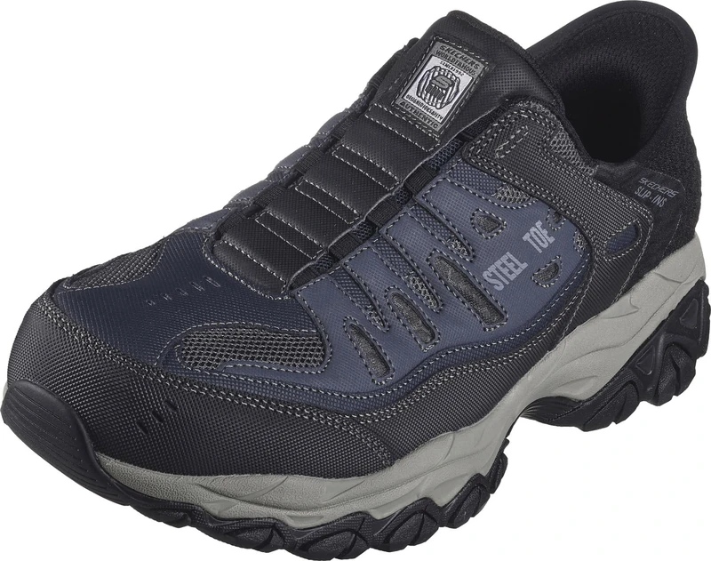 Skechers Men's Hands Free Slip-ins Cankton-Faison St Industrial Shoe, Navy/Grey, 12