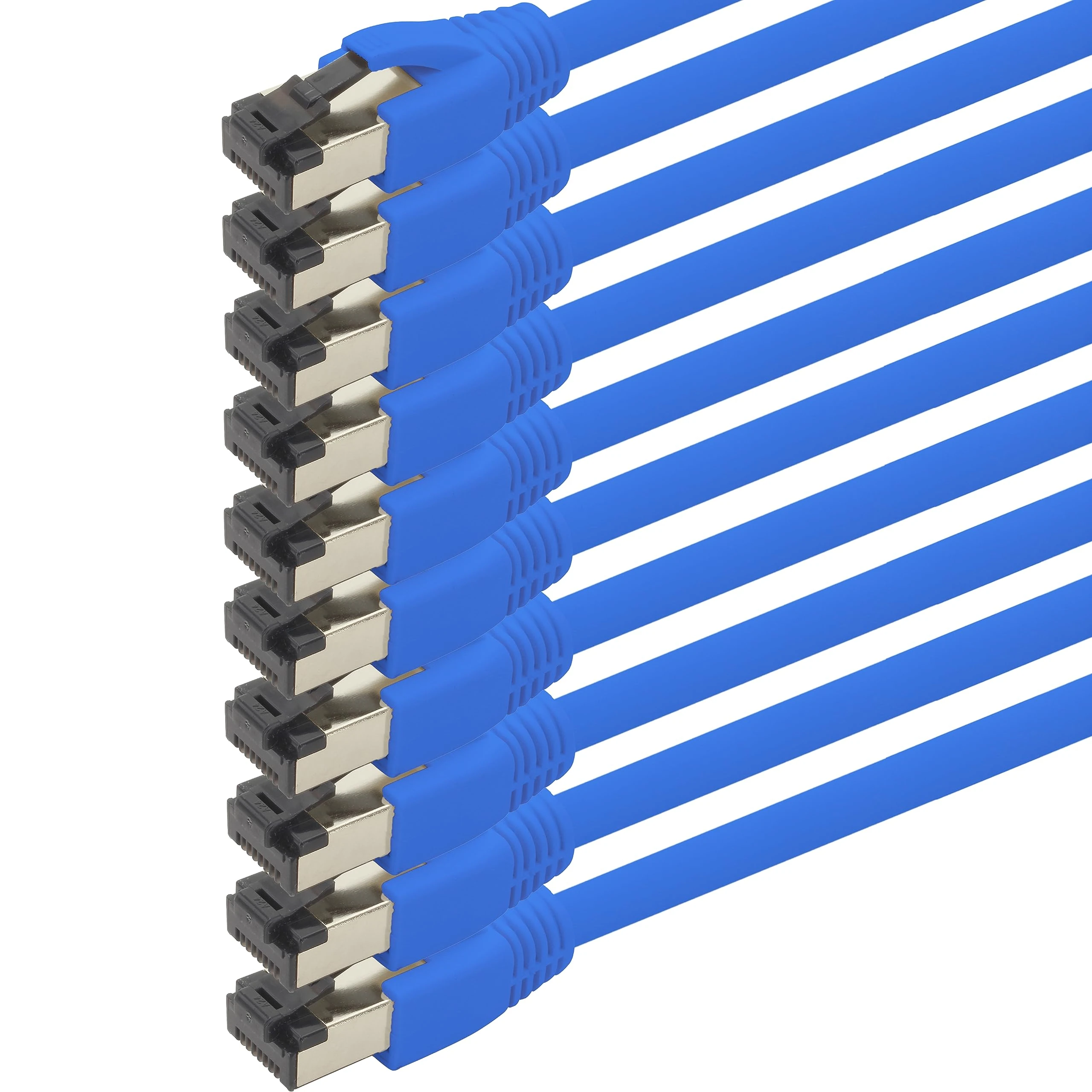 1aTTack.de 0.5 m Cat 8 network cable CAT8 cable blue - pack of 10 Cat.8 Lan 2000 MHz 40 Gbit s 40GBase-T Poe+ patch cable Ethernet cable LSZH - 10 x 0.5 meter blue