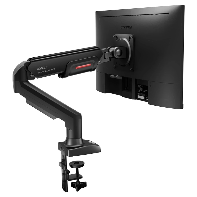 KOORUI KR20Y Monitor Mount for Flat & Curved Screens, VESA 75 & 100 mm Desk Mount, Height Adjustable with Tilts, Swivels, Rotates, Increased Load Capacity of 2-9 kg