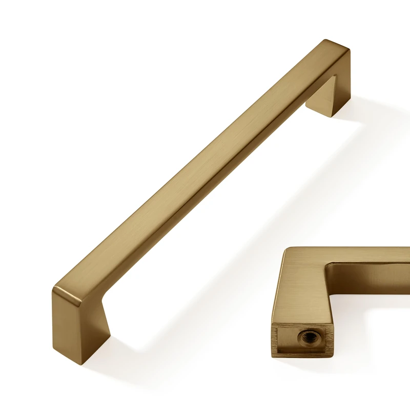 CABDM 20 Pack 6-5/16 inch Solid Brushed Gold/Brass Cabinet Handles Kitchen Hardware Drawers Bathroom Vanity Cabinet Door Handles