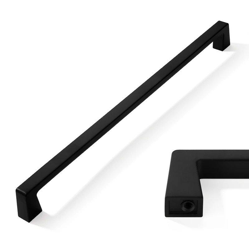 CABDM 10 Pack 8 inch Solid Matte Black Cabinet Handles Kitchen Hardware Drawers Bathroom Vanity Cabinet Door Handles