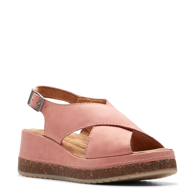 Clarks - Womens Kassanda Step Sandals, Color Peach Nubuck, Size: 7 UK