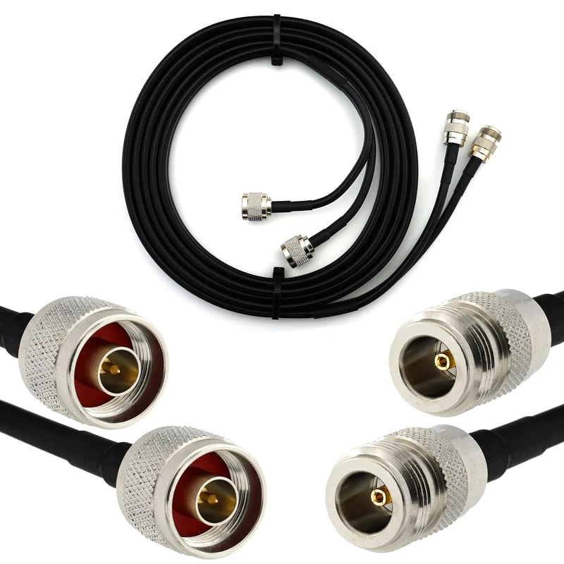 RANGEFUL N Male to N Female 15m Twin Coaxial Cable – HF-240 (LMR240 equivalent) Bare Copper 50ohm Double Extension Cable – WiFi LTE CDMA GSM DCS 3G 4G 5G Mobile Wireless Router Antenna