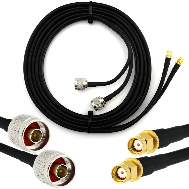 RANGEFUL 12m RP-SMA Male to N Male Twin Coaxial Cable – HF-240 (LMR240 equivalent) Bare Copper Low Loss Double Extension Coax – WiFi/Router/Antenna/Wireless/RF/Radio
