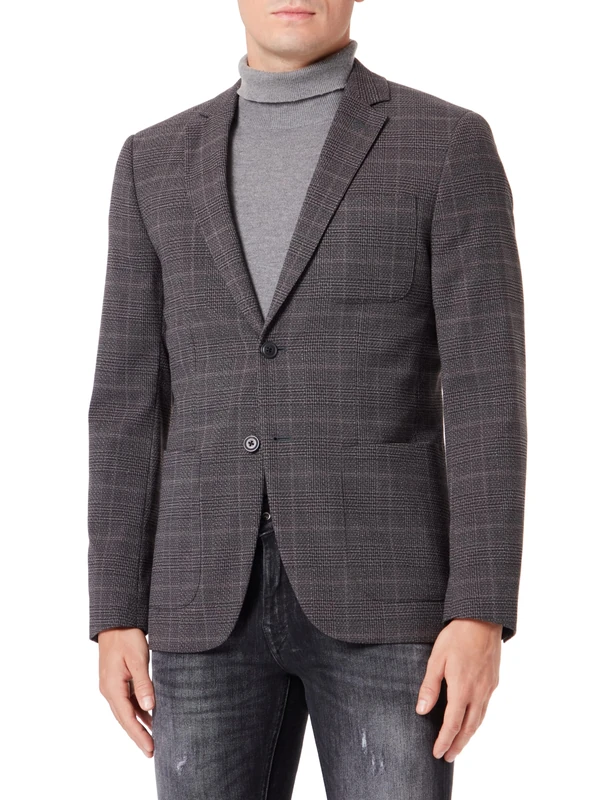SELETED HOMME Men's Slhslim-Knox Check BLZ B Noos Jacket Blazer, Brownie/Checks:Check, 44R