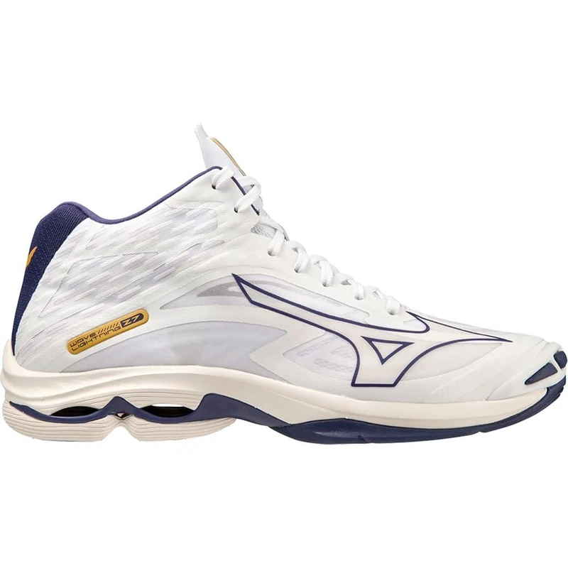 Mizuno Wave Lightning Z7MID, Unisex Adult Volleyball Shoes, White/BlueRibbon/MP Gold, 44.5 EU, White Blueribbon Mp Gold, 10.5 UK