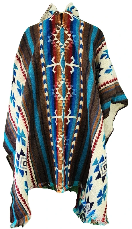 Alpaca World | Alpaca ponchos for men and women | Handmade with the best baby alpaca wool material by Ecuadorian artisans., Blue, Brown, Beige, One size