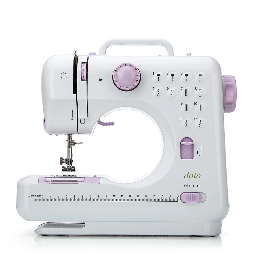 Mini Sewing Machine for Beginner by doto - Small Electric Sewing Machines with 2 Speed 12 Built-in Stitch Patterns DT-054-UK-A11