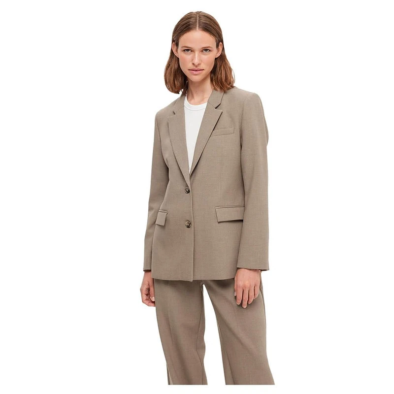 SELECTED FEMME Female Single Breasted Blazer Classic, Camel, 14