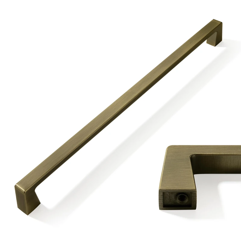 CABDM 6 Pack 12 inch Solid Brushed Antique Brass Cabinet Handles Kitchen Hardware Drawers Bathroom Vanity Cabinet Door Handles