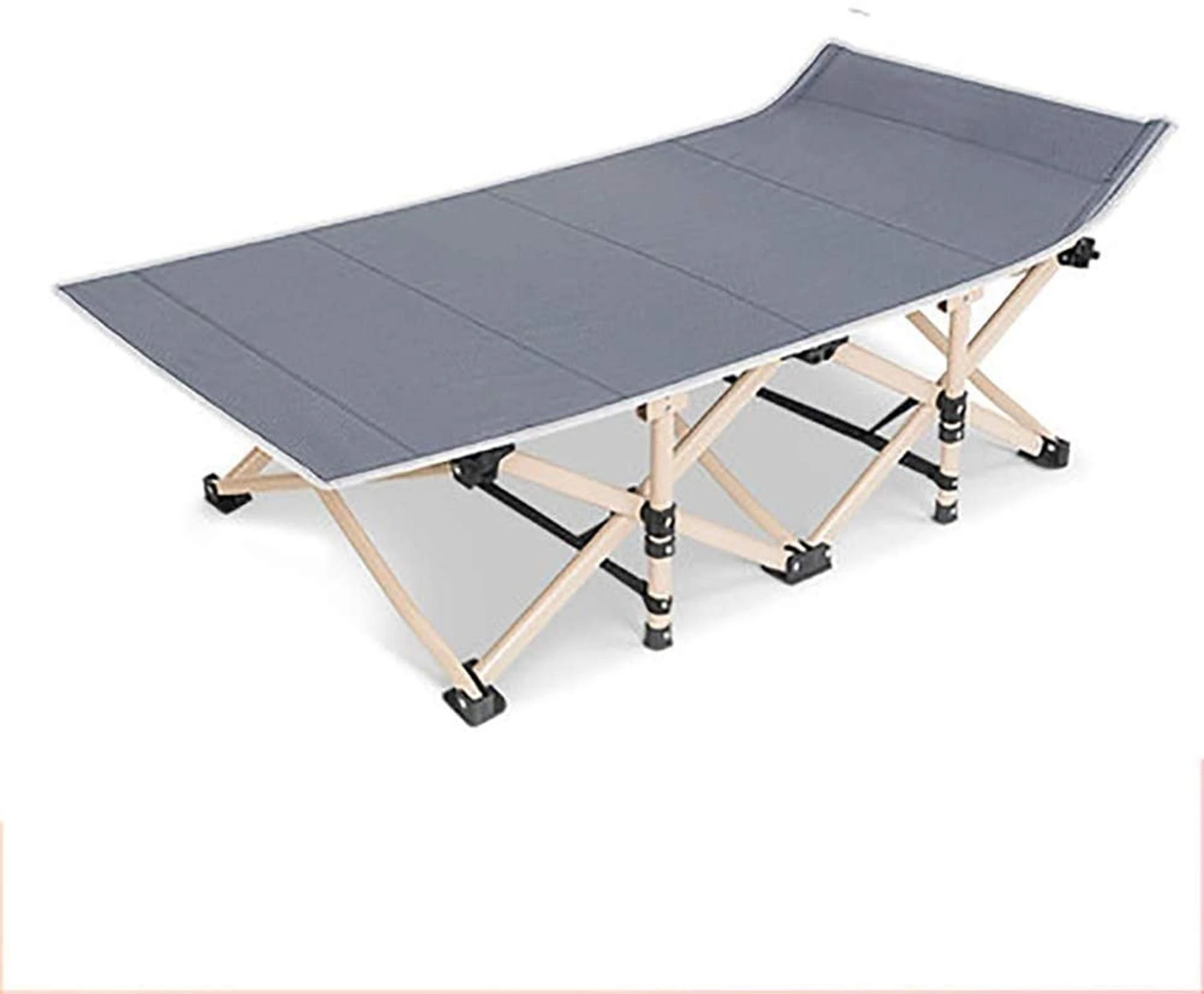 ANIFM Lightweight sun lounger Folding Bed Single Bed Office Sleeping Lounge Chair Outdoor Camping Beach Chair Simple Accompanying Bed, Load 200kg, Gray Comfortable anniversary