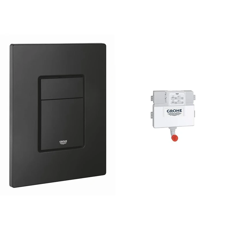 GROHE 38966KF0 Even Flush Plate, matt Black & 38422000 WC Concealed Cistern 0.82 m