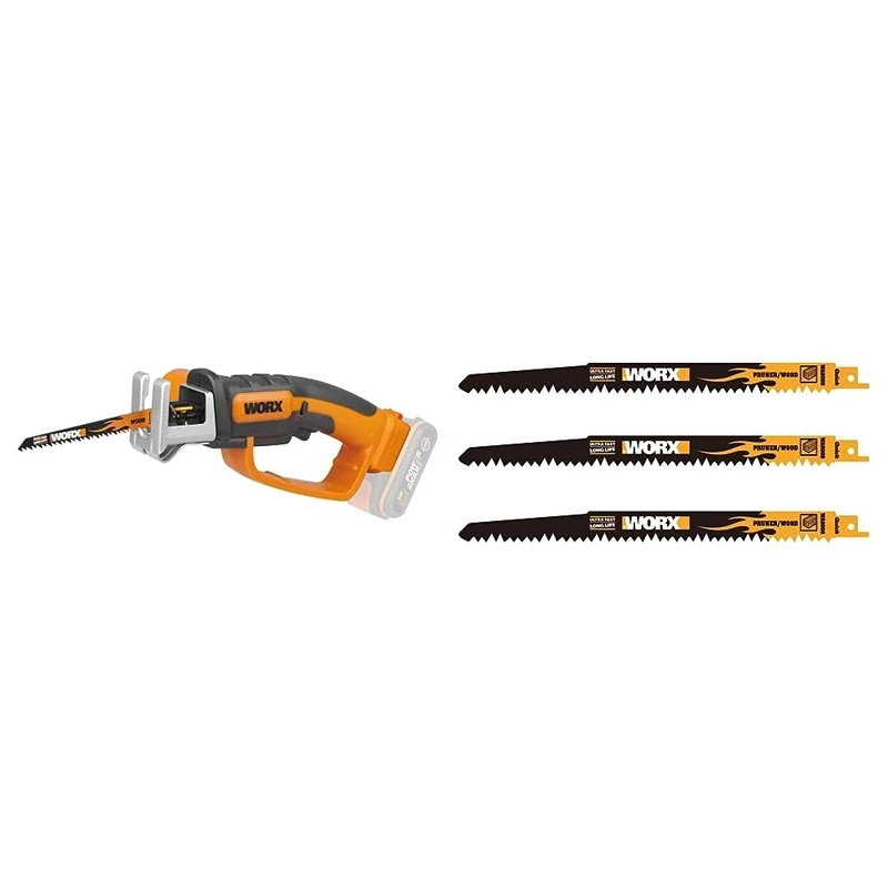 WORX WG894E.9 18V (20V MAX) Handy Saw Pruner - (Tool only - Battery & Charger Sold Separately) & WA8008 Replacement Wood Pruning Blades AXIS Multi Purpose Saw