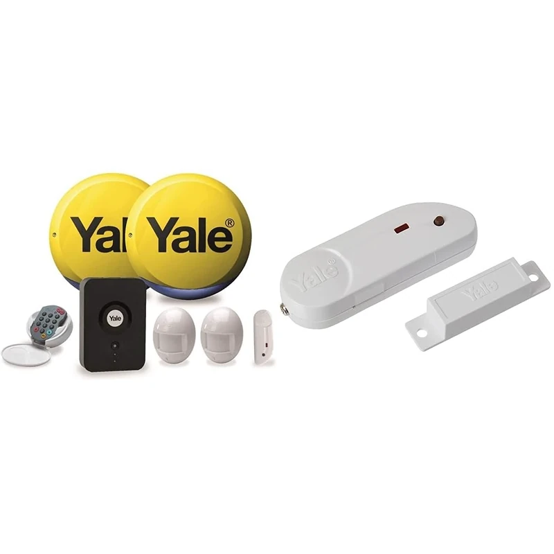 HSA APP ENABLED ALARM KIT (ROUND SIREN) & B-HSA6010 Alarm Accessory Door/Window Contact, White, 15.2 x 8.8 x 3 cm