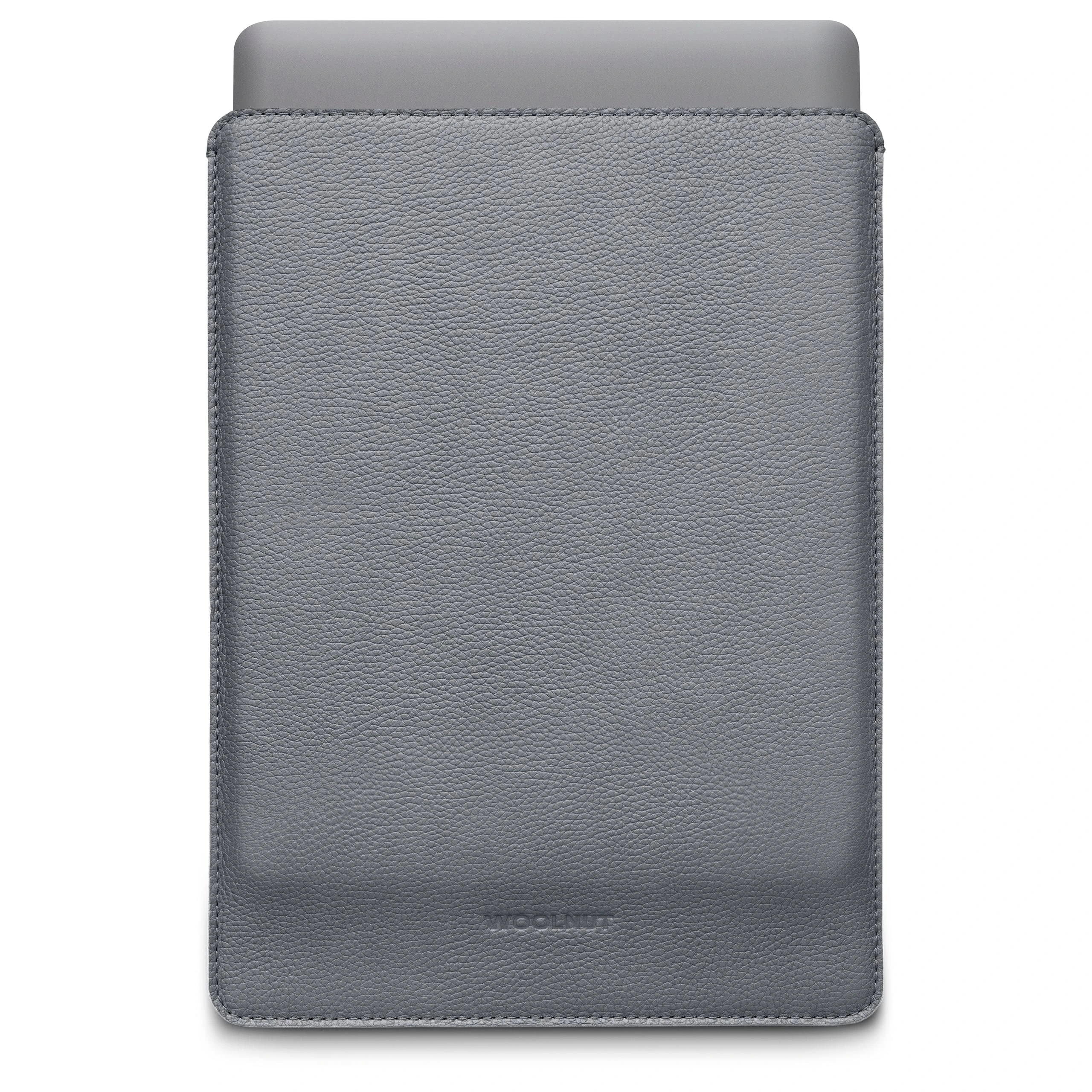 WOOLNUT Sleeve Case for MacBook Air 15 - Charge in Sleeve - Full-Grain Leather, Wool Felt Interior - Tailor-Made Fit - Scandinavian Design, Compatible with Apple MacBook Air 15 inch - Grey