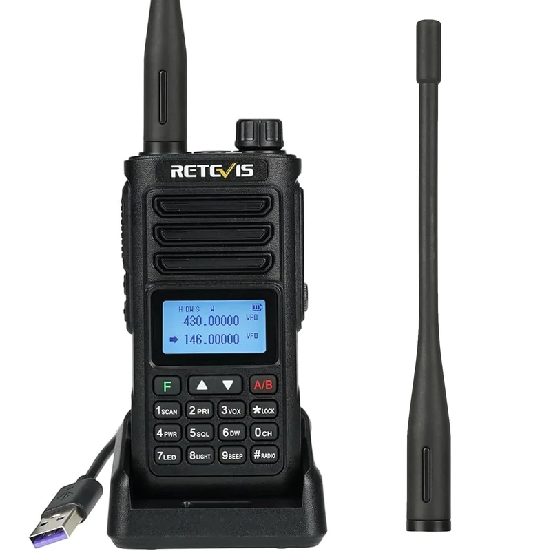 Retevis RA89 Ham Radio, Dual Band Amateur Radio Communication, IP68 Waterproof, Repeater Compatible Long Distance Walkie Talkie, COMP, Chirp, VFO, Type-C Rechargeable, 2500mAh(1 Pcs, Black)