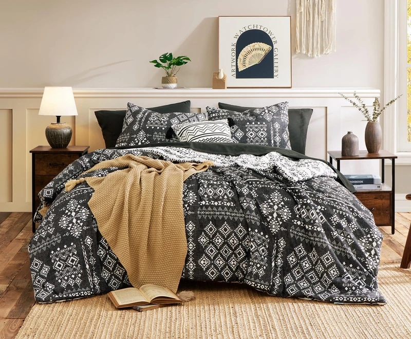 King Size Comforter Set - 7 Pieces Western Bedding Reversible Bed in a Bag