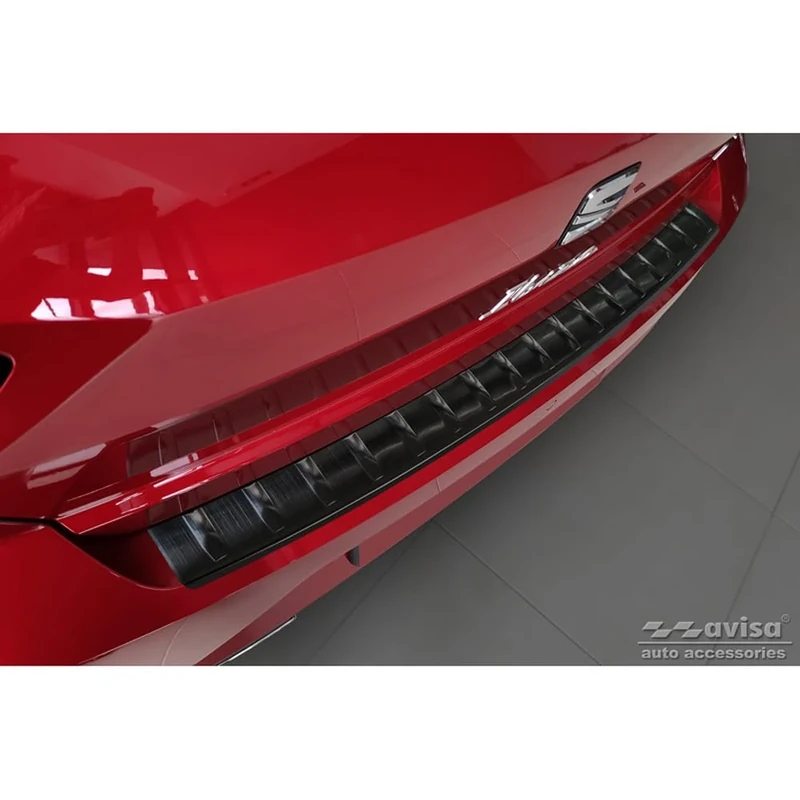 Avisa Black Stainless Steel Rear bumper protector compatible with Seat Ibiza 6F Facelift 2021- 'Ribs'