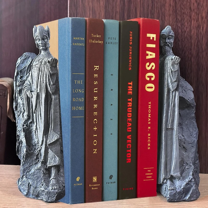 Bzuiawi Decorative Bookends, 9.5'' Resin Collectibles, Heavy Duty Book Stopper for Library, Office, Home - Black, 2 Pieces