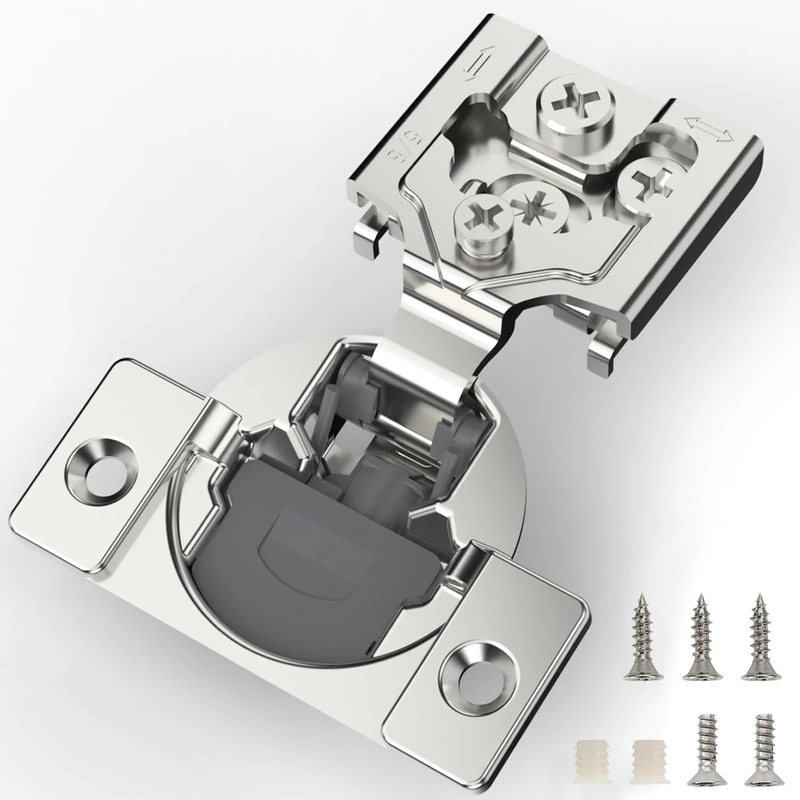 Furniware 50 Pieces 5/8 inch Overlay Soft Close Cabinet Hinges for Face Frame Cabinet, Stainless Steel, 105° Opening Angle, Concealed Self Closing Door Hinges- 3 Way Adjustment