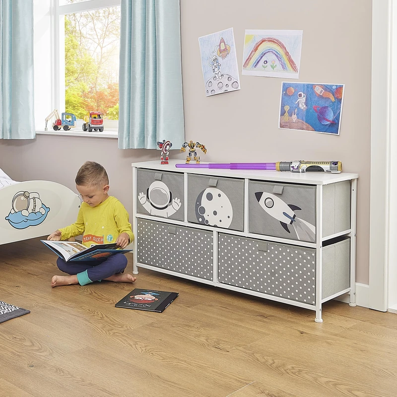 Liberty House Toys Kids Space 5 Drawer Storage Chest, Gray