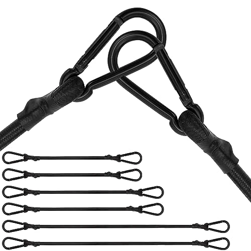 Rugtol 6-Piece Bungee Cords with Carabiner Hooks - 36" 48" 72"