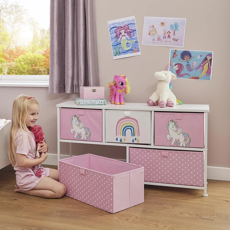 Liberty House Toys Kids Unicorn 5 Drawer Storage Chest - Pink