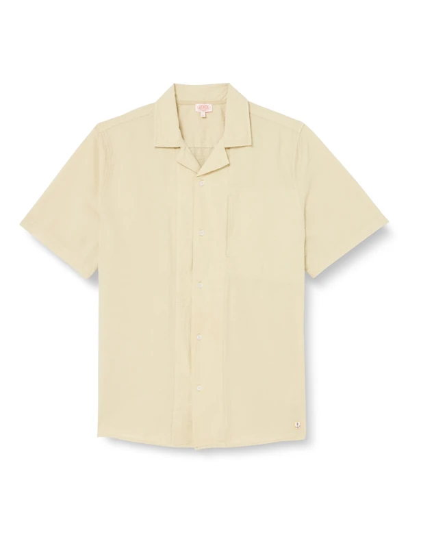 Armor Lux Men's Comfort Short Sleeve Shark Collar Shirt Dress, Olive Blade, M