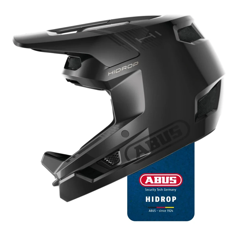 ABUS Downhill Bicycle Helmet HiDrop - Full-face Helmet with ABS Outer Shell for MTB Trails, Enduro and Bike Park - For Adults and Teenagers - ASTM-certified - Black, Size XL
