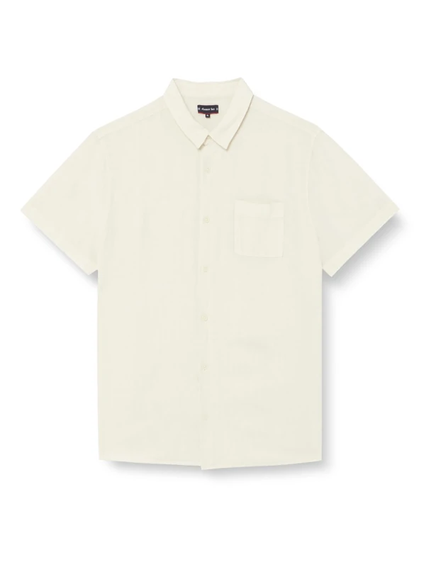 Armor Lux Men's Comfort Short Sleeve Single Collar Shirt Dress, Oyster Light, S