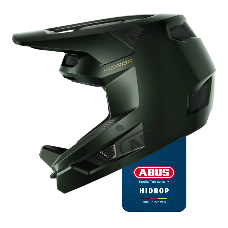 ABUS Downhill Bicycle Helmet HiDrop - Full-face Helmet with ABS Outer Shell for MTB Trails, Enduro and Bike Park - For Adults and Teenagers - ASTM-certified - Green, Size L