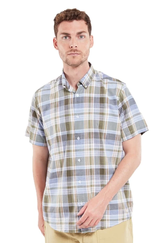 Armor Lux Men's Heritage Short Sleeve Shirt Dress, Scottish Pagoda, M