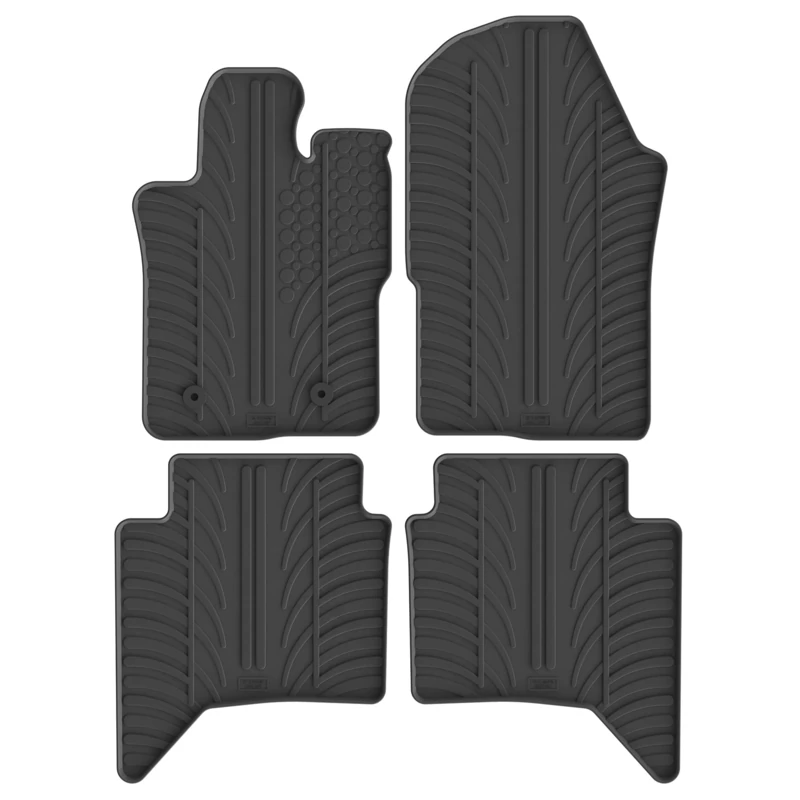 Gledring Set of Rubber Mats Compatible with Ford Ranger (Raptor) II 2022 (Petrol) & Volkswagen Amarok II 2022- (T Profile 4-Piece + Mounting Clips)