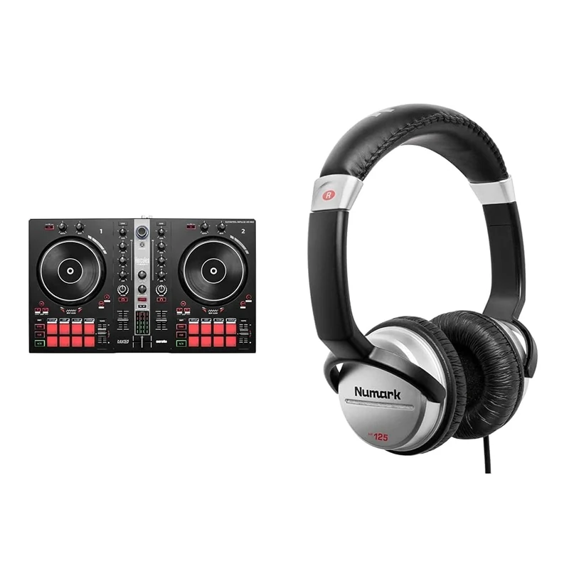 Hercules DJControl Inpulse 300 MK2 – USB DJ Controller & Numark HF125 - Ultra-Portable Professional DJ Headphones with 6 ft Cable