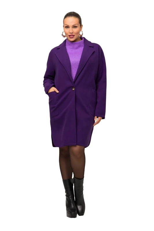 Ulla Popken Women's Sweat Coat with Slits Jackets, Deep Purple, 20-22