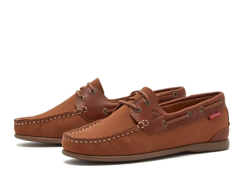 Chatham Women's Penang Tan/Tan Leather Boat Shoes, 6