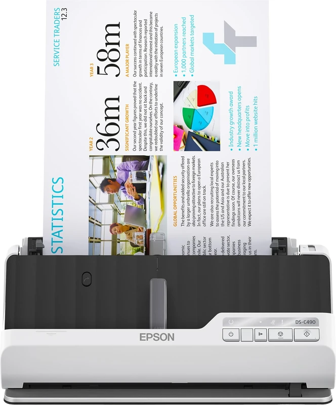 Epson DS-C490 Ultra-compact Desktop USB 40ppm Auto Feed Colour paper and passport Scanner