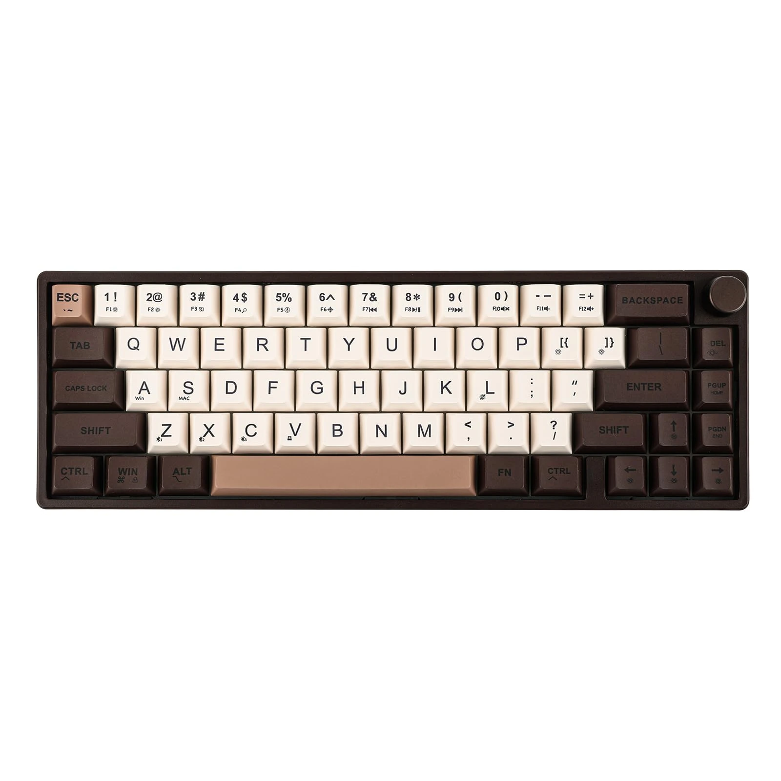 Feker IK65 VIA Programmable 2.4G/BT5.0/USB-C Mechanical Keyboard, 65% Hot Swappable Gasket-mounted, with Sound Dampening Foams Kit, Volume-control Knob, 4000mAh Battery, RGB for Win/Mac (Brown Knob)